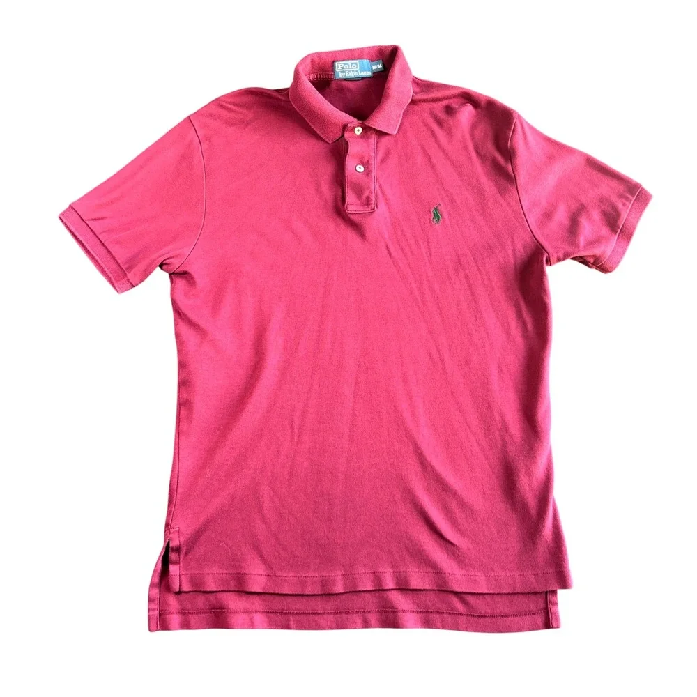 Polo Ralph Lauren Mens‎ Medium Burgundy Short Sleeve Pique Cotton Polo Shirt